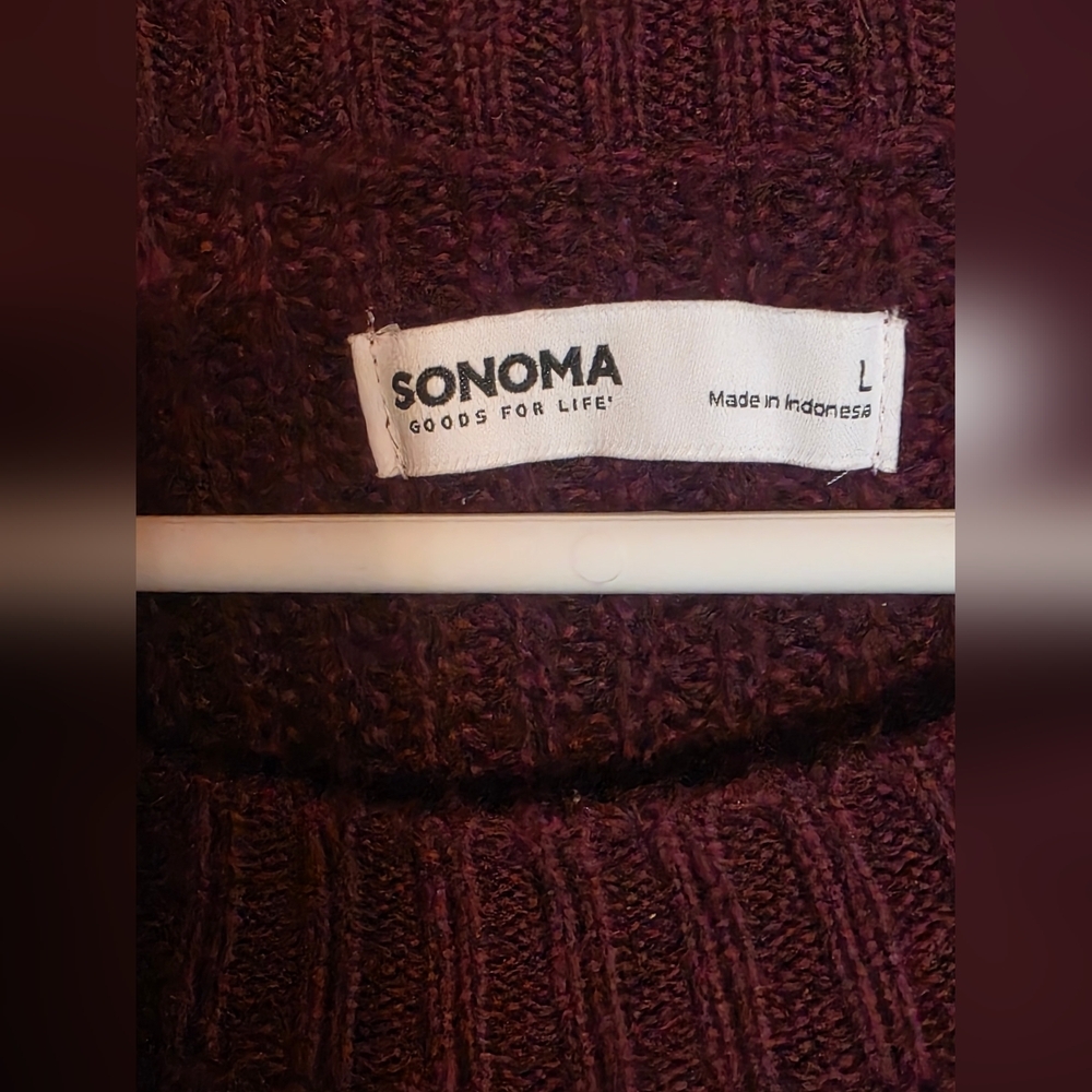 Sonoma Women's Maroon Diamond Pattern Knit Sweater - Picture 3 of 3